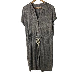 Lou & Grey LOFT Gray Tie Waist V-Neck Comfy Tie Waist Dress Size Medium M